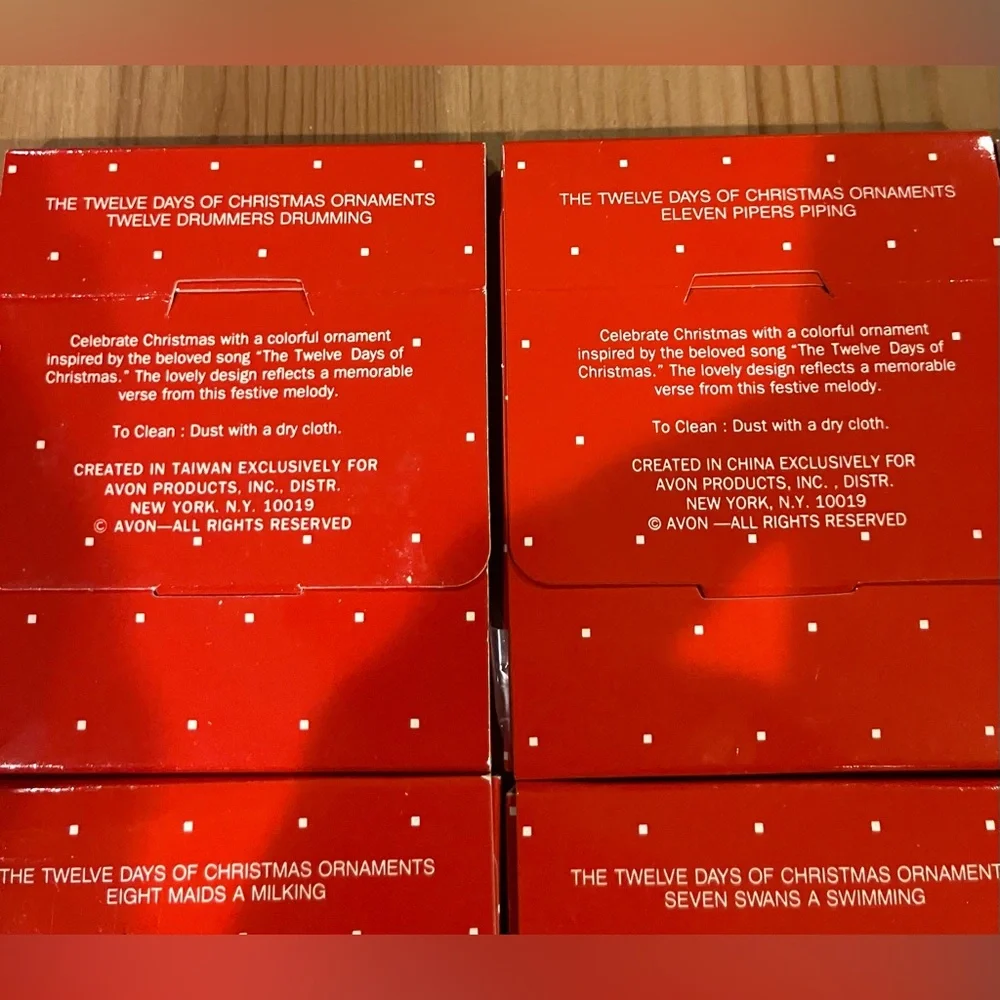 NEW RARE Avon The Gift Collection 12 Days of Christmas Ornaments Complete Set